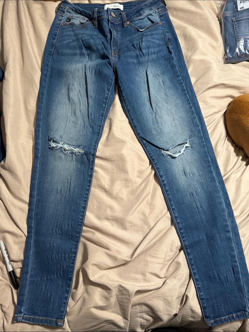 KanCan Women's Skinny Distressed Medium Blue Jeans